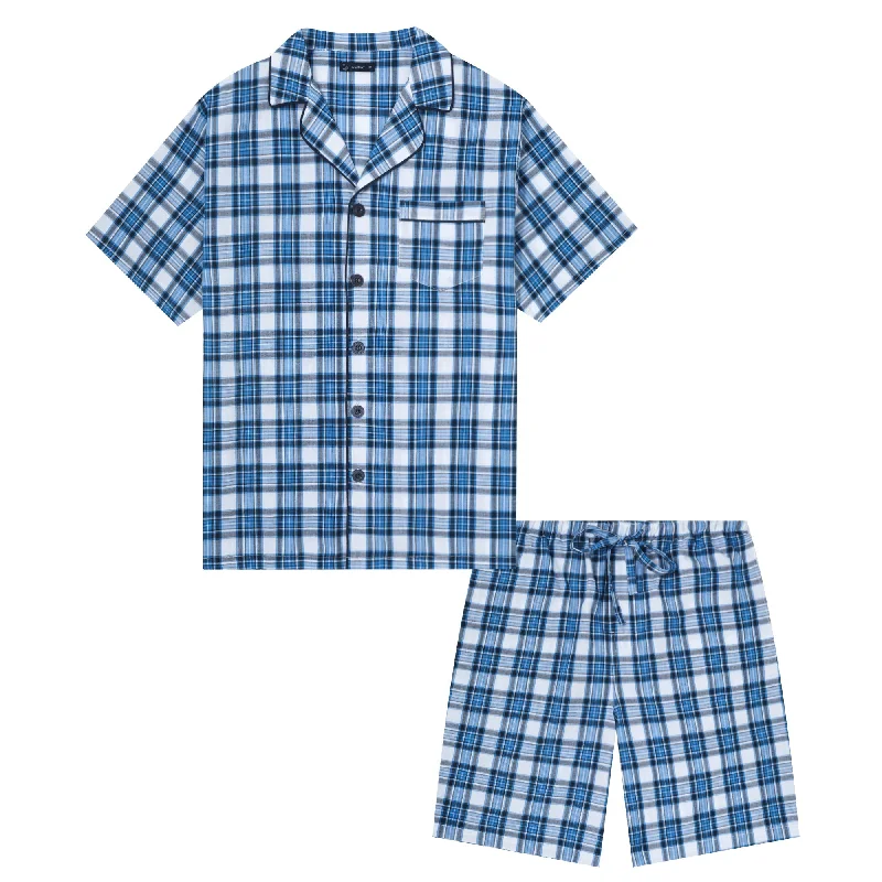 Plaid Dark Blue-White