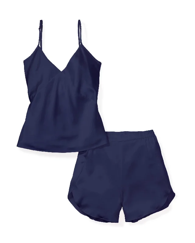 Women's Silk Cami Short Set in Navy