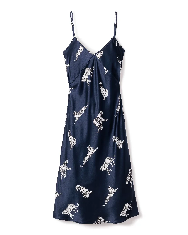 Women's Silk Cosette Nightgown in Panthère de Nuit