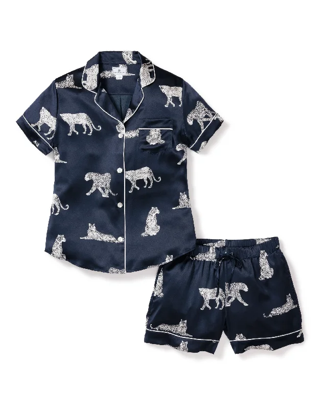 Women's Silk Pajama Short Set in Panthère de Nuit