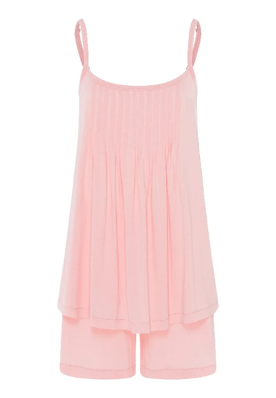 Juliet Spaghetti Strap Pleated Pajama Set | Coral Pink 77705-2349