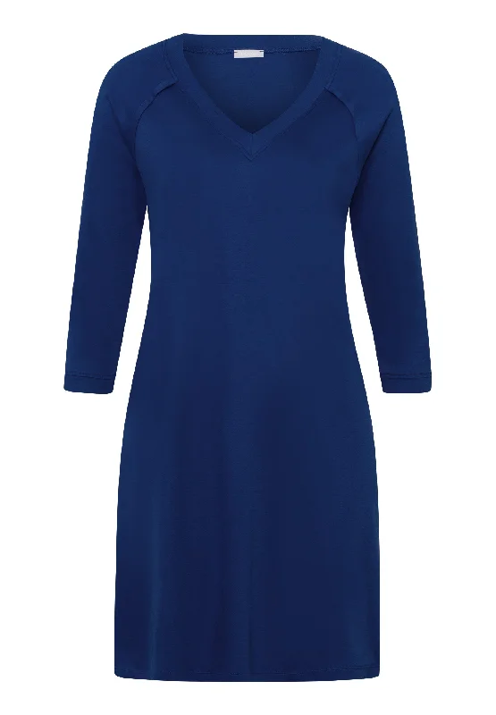 Pure Essence V-Neck Cotton Nightgown | Deep Indigo 77948-1653