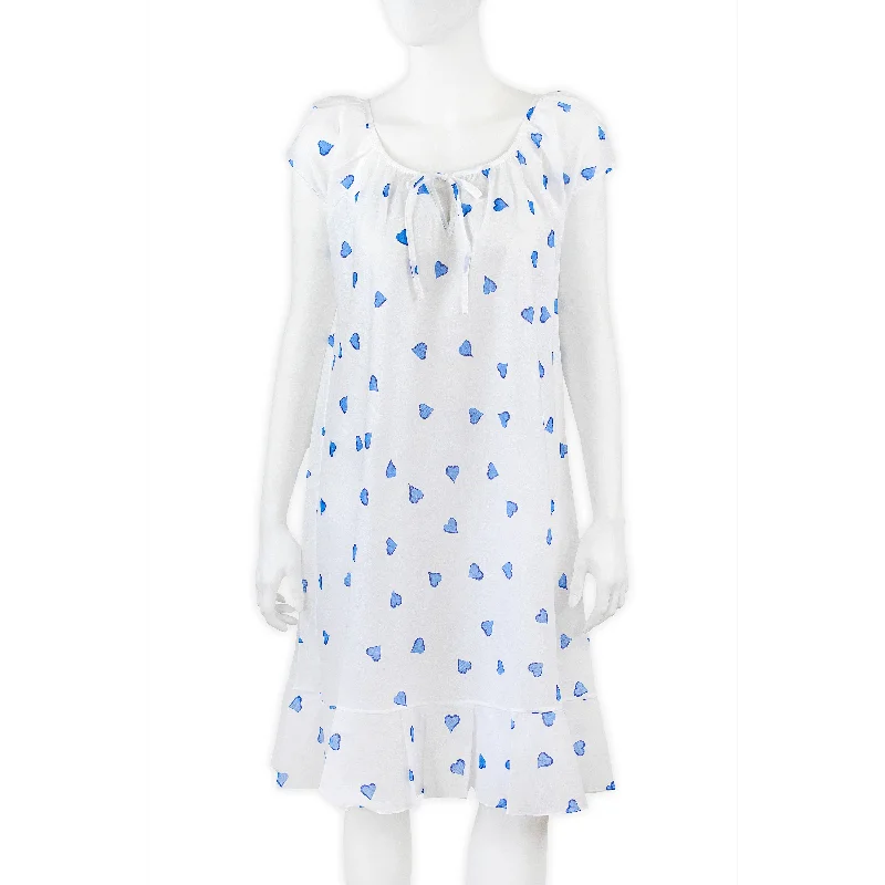 Antoinette Short Nightgown - Coeurs Blue