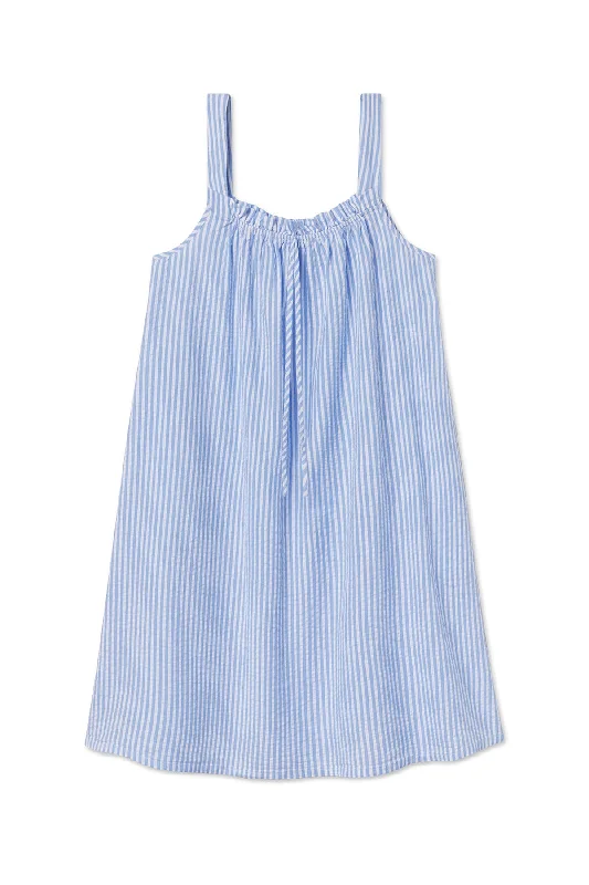 Alice Nightgown in Blue Seersucker