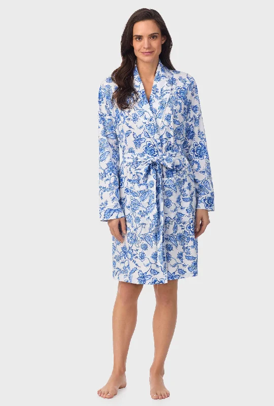 Cobalt Blue Floral Vine Wrap Robe