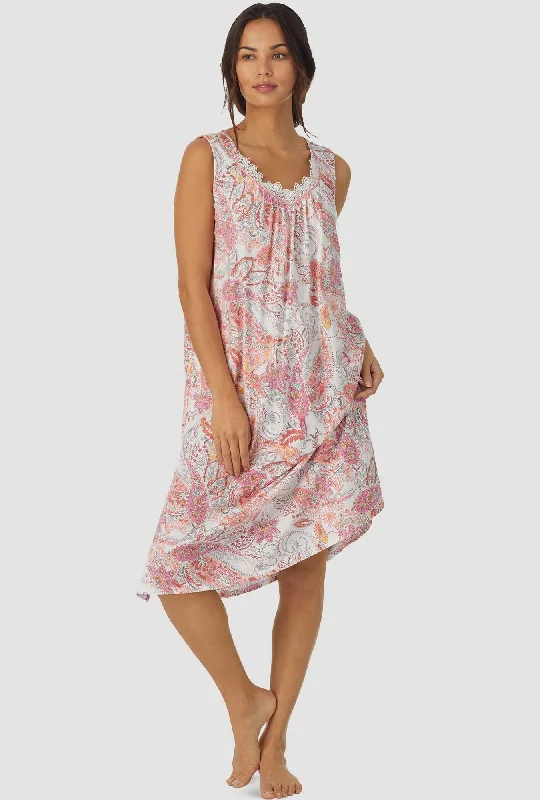 Coral Paisley Sleeveless Ballet Nightgown