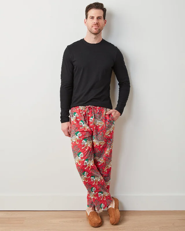 Holly Jolly Bagheera - Men's Flannel PJ Pants - Ruby