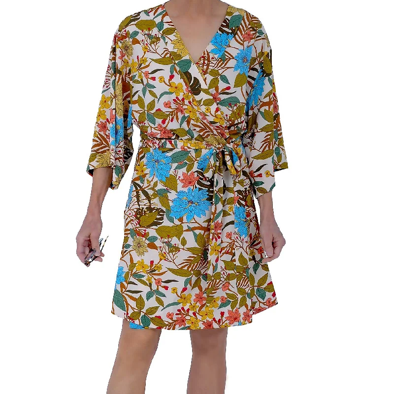 Multi-color Floral Short Robe