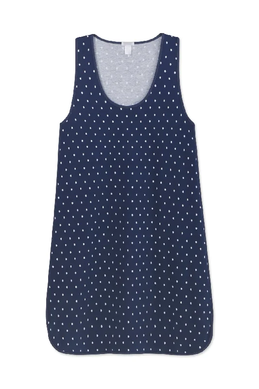 Pima Tank Gown in Navy Dot