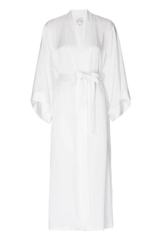 Silk Charmeuse Long Robe: Ivory