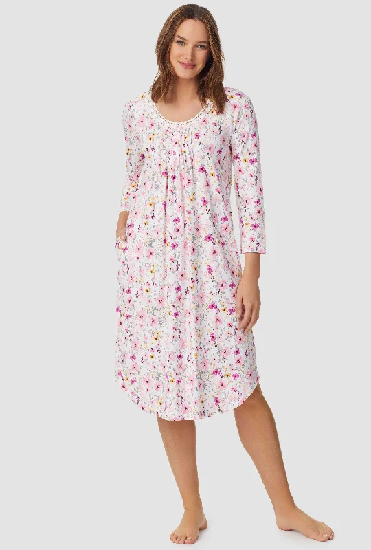 Pink and Magenta Floral 3/4 Sleeve Nightgown