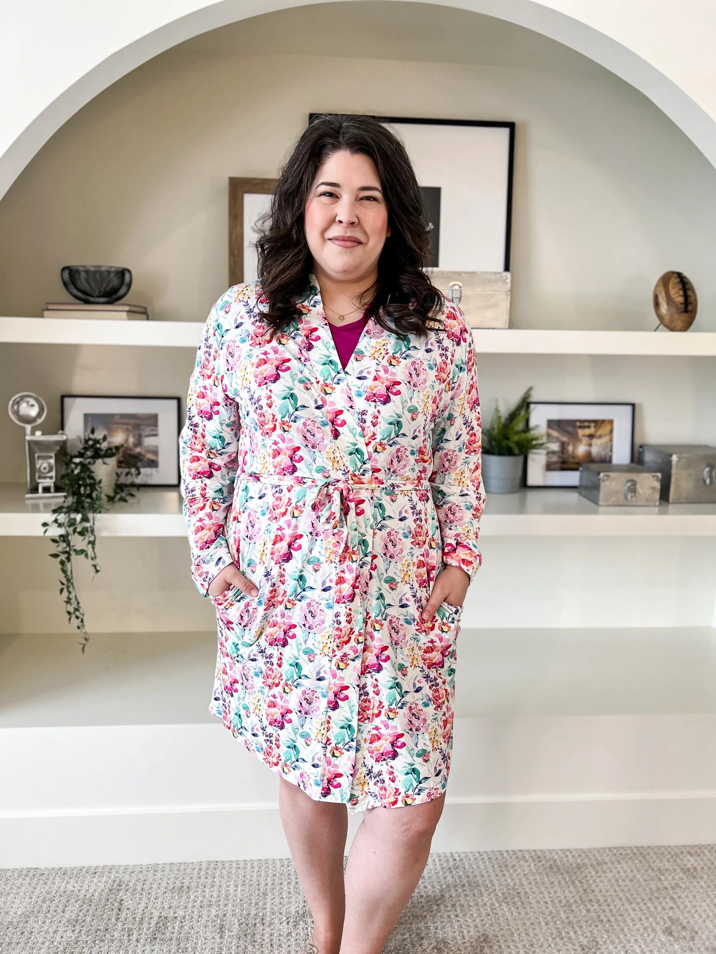 Short Bamboo Robe | Spring Blooms