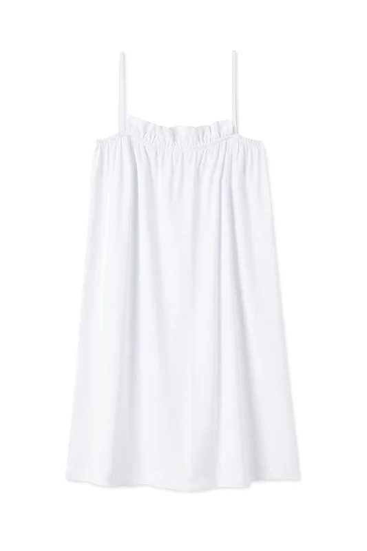 Pima Ruffle Nightgown in White