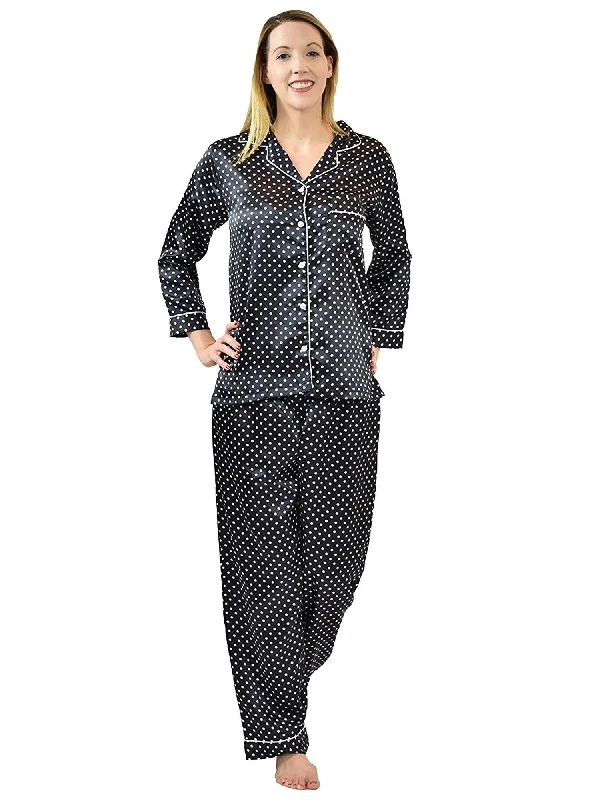 Women's Pajama Set / Pajamas / Pyjamas / PJs, Satin, Long Button-Down