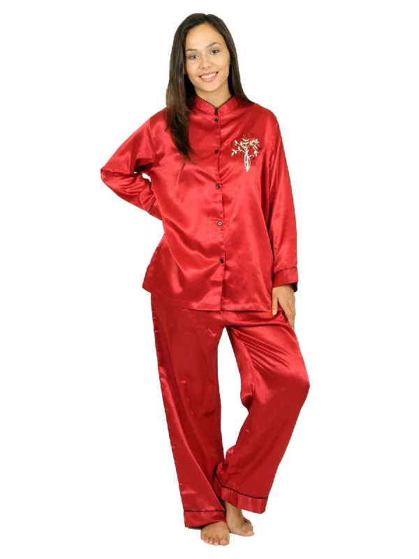 Women's Pajama Set / Pajamas / Pyjamas / PJs, Satin, Mandarin Collar