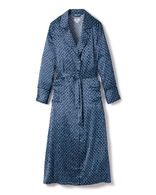 Women's Silk Robe in Midnight Foulard