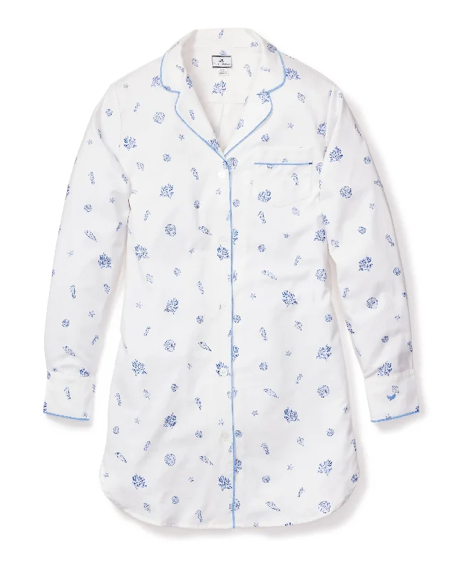 Women's Twill Nightshirt in Suffolk Seashells