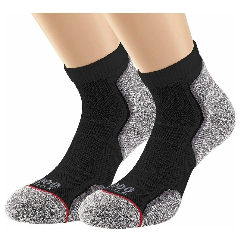 1000 Mile Repreve Single Layer Twin Pack Mens Running Socks - Black