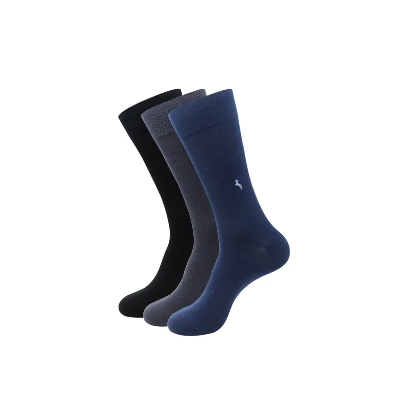 Balenzia Men’s Formal Organic Cotton Socks- Black, Navy, Dark Grey-  (Pack of 3 Pairs/1U)