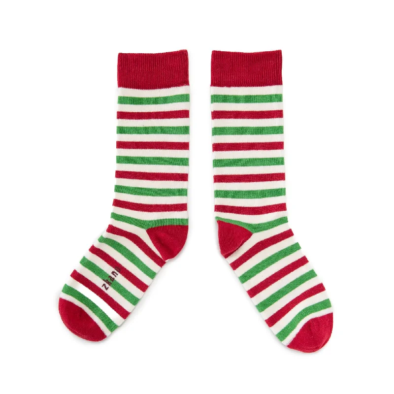 Candy Cane Stripe - Organic Cotton Crew Socks - Peppermint