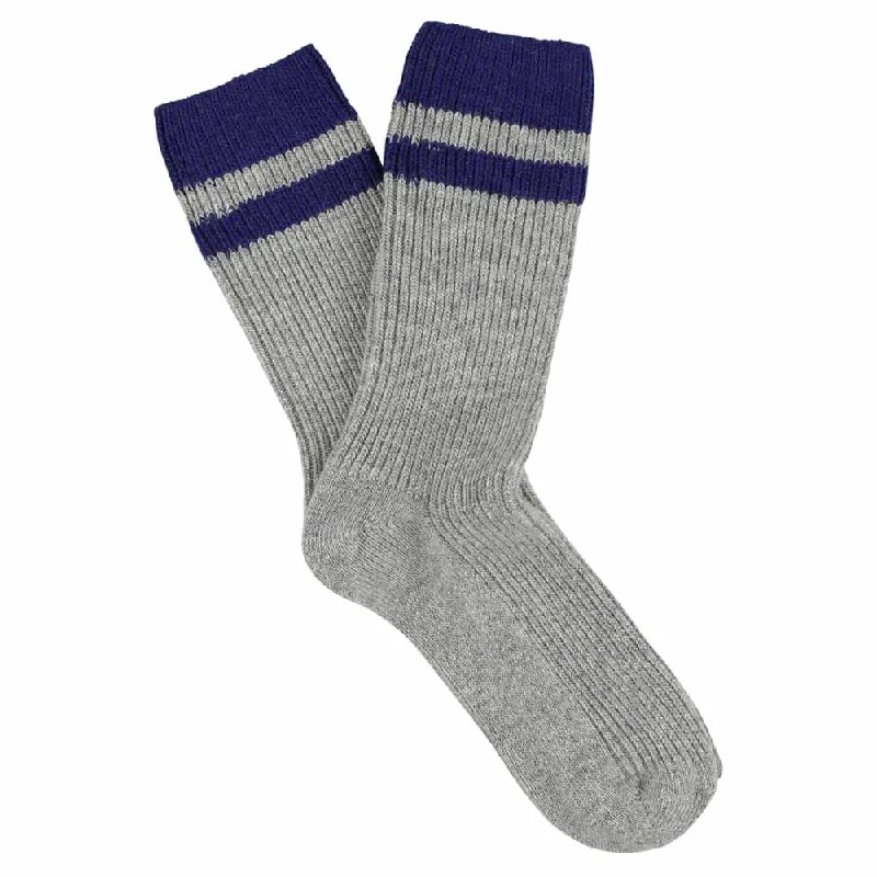 Cashmere Stripes Socks - Grey / Strong Blue