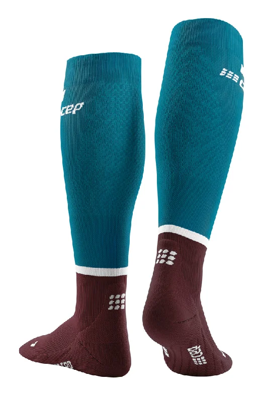 CEP Men's The Run Socks Tall V4 - Petrol/Dark Red ( WP309R )