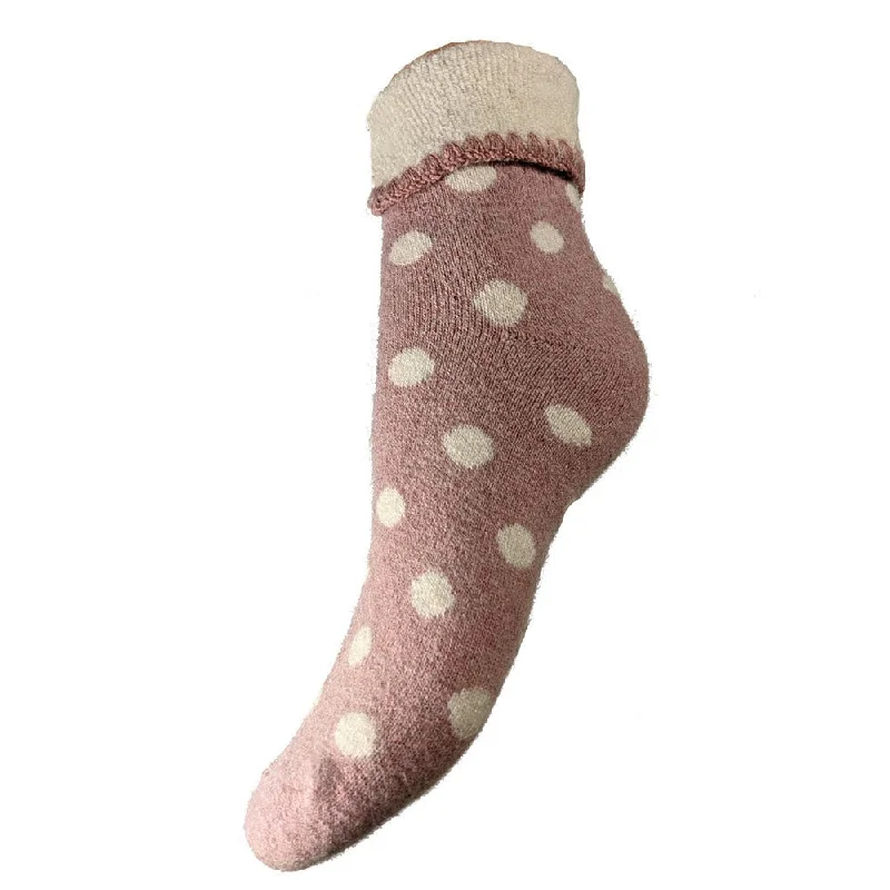 Pink Cuff Socks with Cream Spots