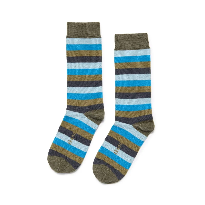 Even Stripe - Organic Cotton Crew Socks - Spruce