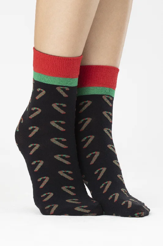 Candy Cane Pattern Socks 40 Denier