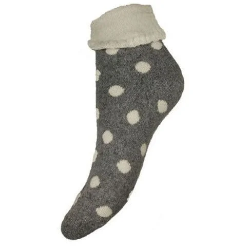 Grey Cuff Socks With White Spots