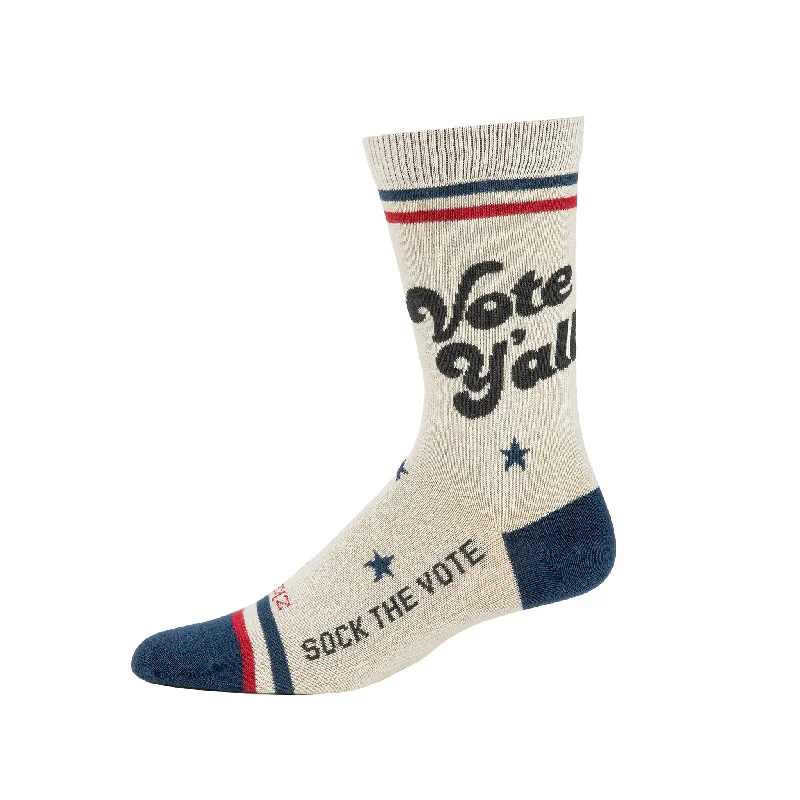 Men's Vote Y'all organic cotton crew socks - Natural