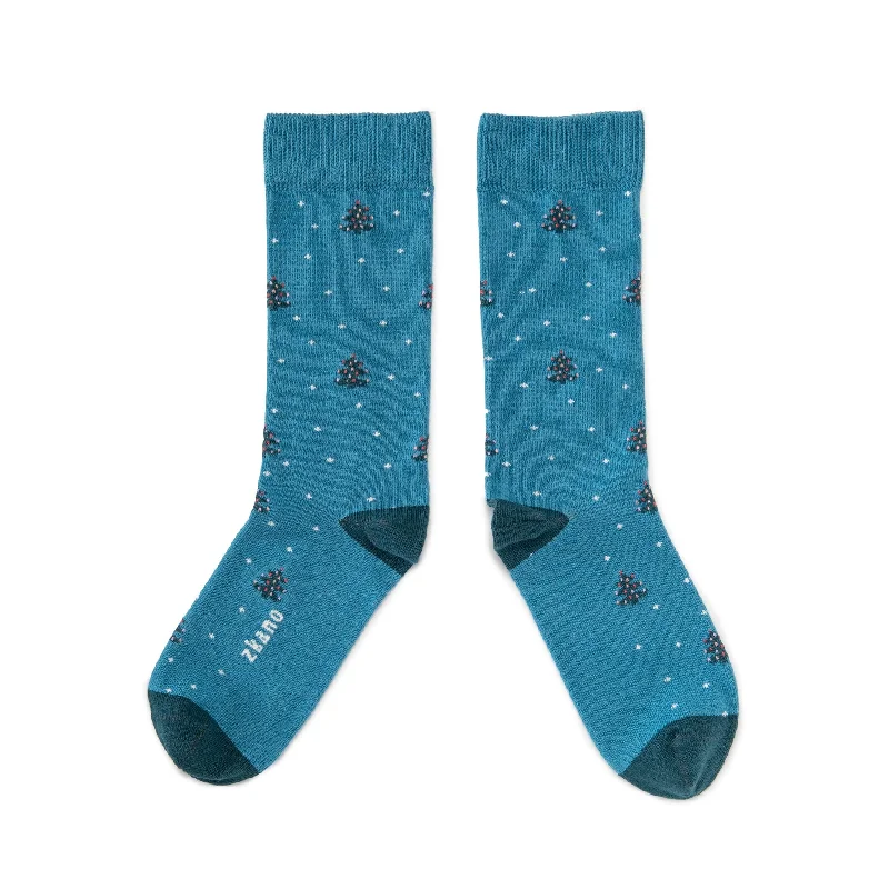 O Christmas Tree - Organic Cotton Crew Socks - Teal