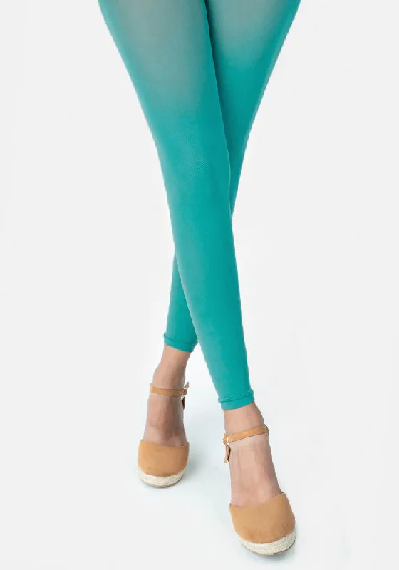 Premium 50 Denier Footless Tights Aqua Green