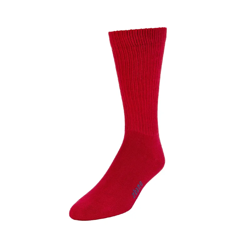 Rib Knit - Organic Cotton Crew Socks - Cardinal