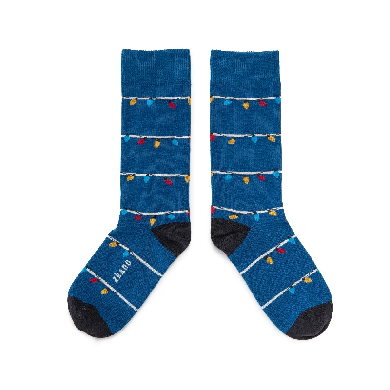 Strung Lights - Organic Cotton Crew Socks - Deep Blue