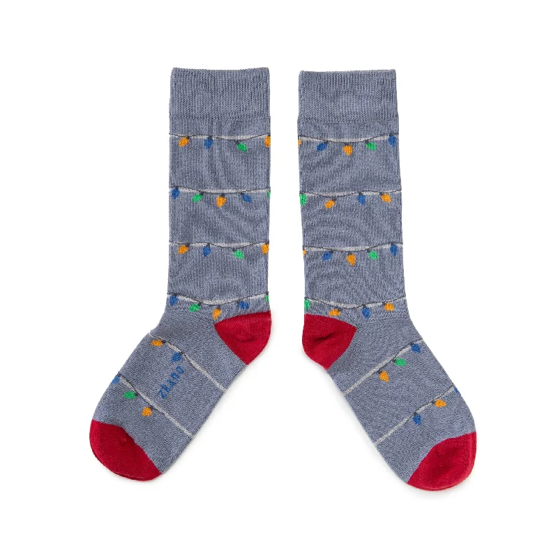 Strung Lights - Organic Cotton Crew Socks - Steel