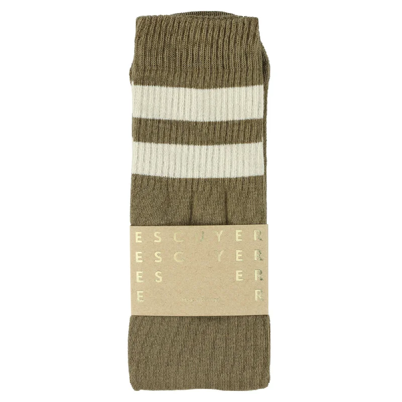 Unisex Tube Socks - Khaki / Ecru